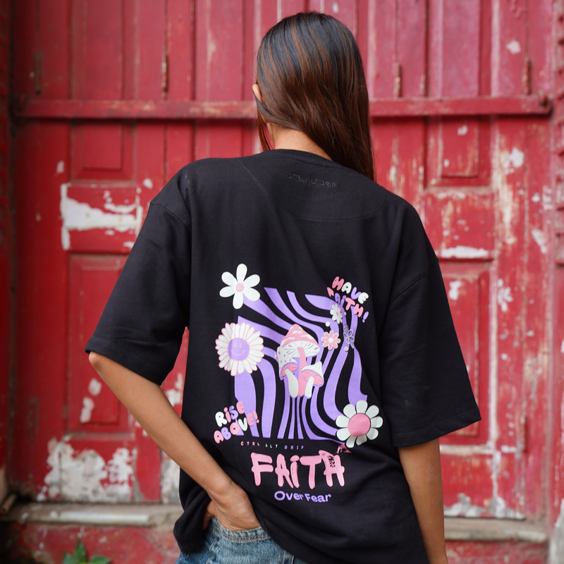 Faith Over Fear tee layered styling