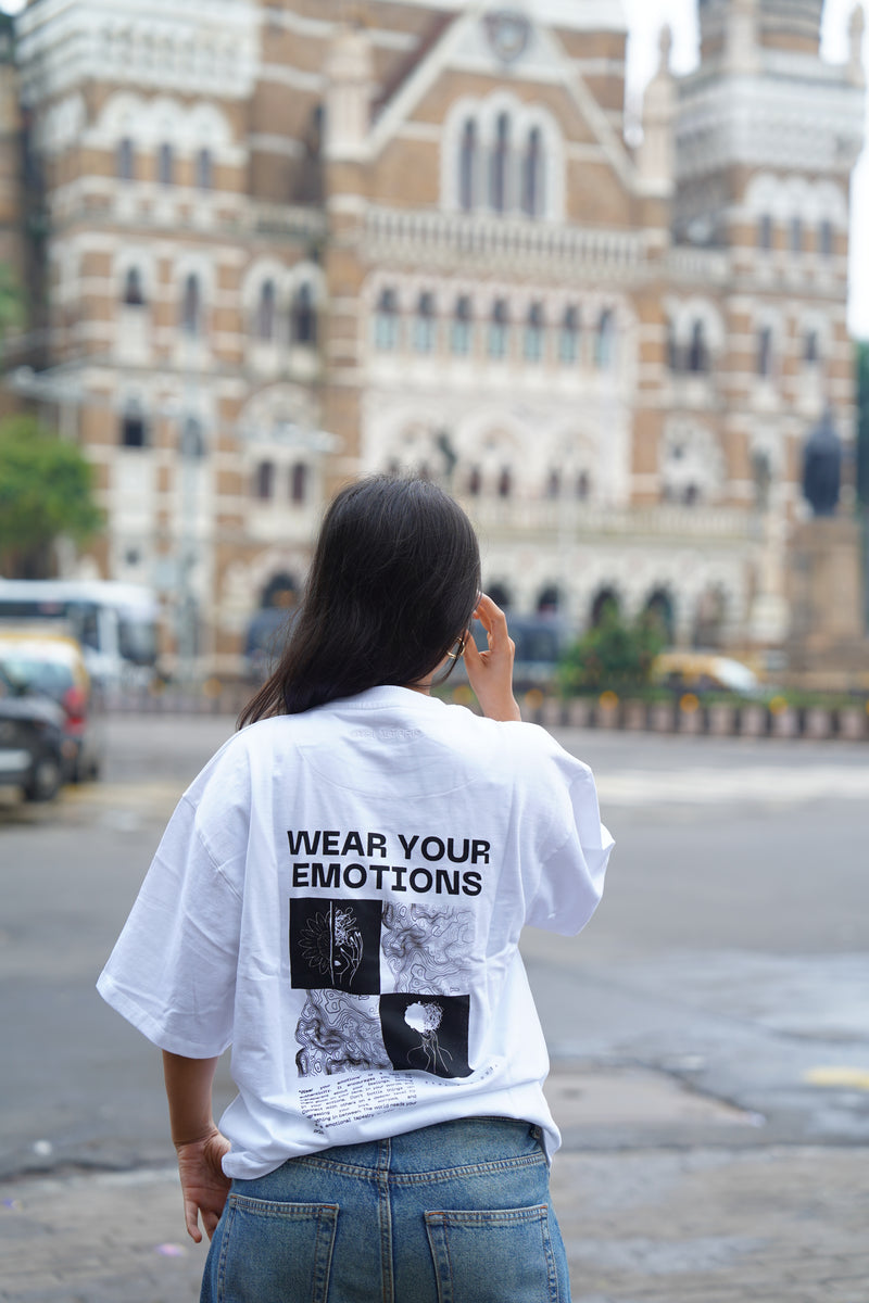 Wear Your Emotions tee with casual styling